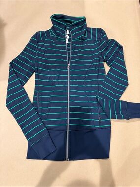 Lululemon Striped Define Jacket Size 4 Navy Green Full Zip